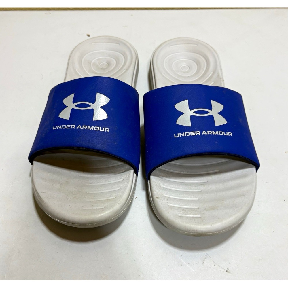 Under Armour Men's Slide Sandals Slip-On Blue/White Logo Accent US 13